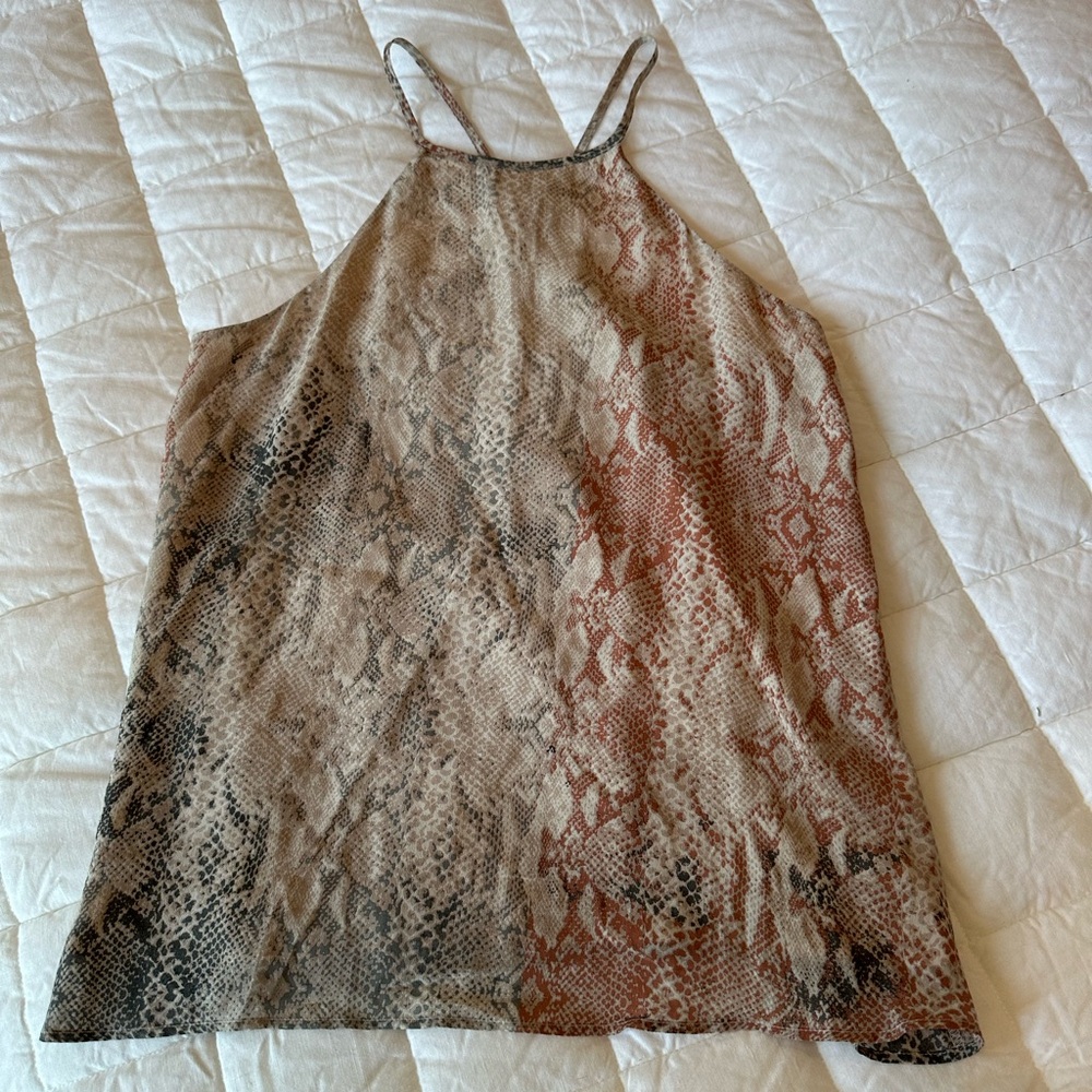 Lavender Brown SNAKESKIN CAMI TOP Sz S 100% silk